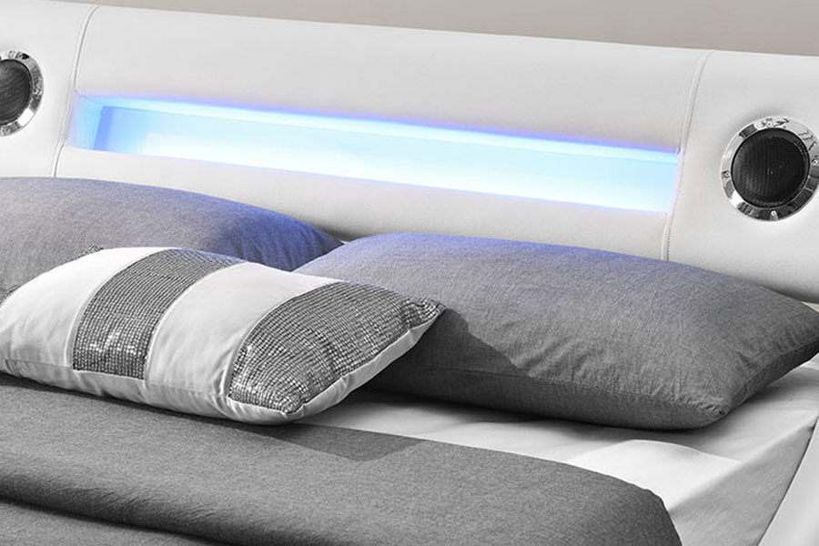 1324-1GS Difuzor LED superb din piele pentru depozitare cu ridicare pe gaz Cadru de pat tapitat