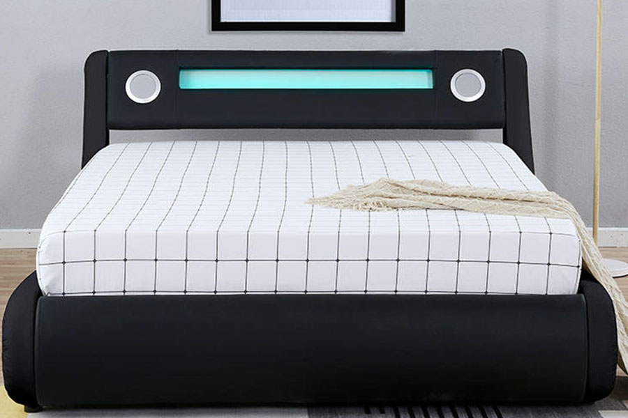 1324-1GS Difuzor LED superb din piele pentru depozitare cu ridicare pe gaz Cadru de pat tapitat