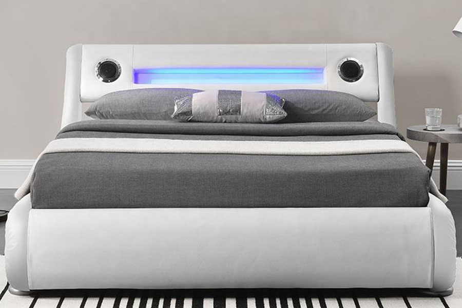 1324-1GS Difuzor LED superb din piele pentru depozitare cu ridicare pe gaz Cadru de pat tapitat